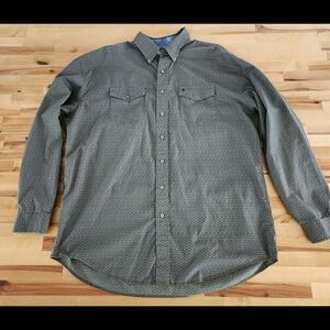 Stetson Shirt Mens Size 2XL Long Sleeve Button Up Green Geometric Print